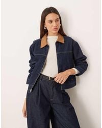Abercrombie & Fitch - Denim Contrast Collar Worker Jacket - Lyst