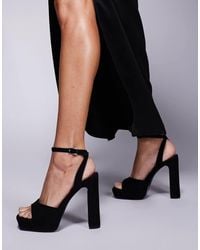 Asos Design Wide Fit - – naples – filigrane plateau-sandaletten aus em wildlederimitat mit blockabsatz, weite passform - Lyst