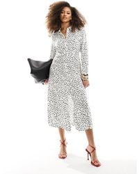 Vila - Vestito Camicia Lungo Bianco A Pois - Lyst