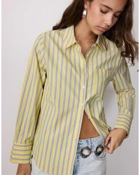 Stradivarius - Basic Gestreept Poplin Overhemd Met Zak - Lyst