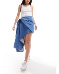 & Other Stories - Denim Mini Skirt With Draped Train - Lyst