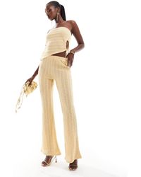 ASOS - Pantalones De Campana Amarillo Pastel De Tejido Texturizado De (Parte De Un Conjunto)-Verde - Lyst