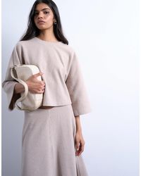 TOPSHOP - Super Wide Crop Sleeve Tee Co-ord - Lyst