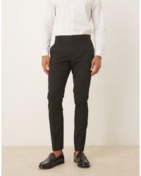 ASOS - Pantalones De Esmoquin Negros De Corte Pitillo De - Lyst