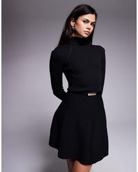 River Island - Flippy Knitted Belted Mini Dress - Lyst