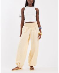 ASOS - Shirred Balloon Linen Blend Pants - Lyst