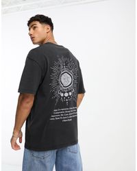 Jack & Jones - Camiseta gris lavado extragrande con estampado celestial en la espalda - Lyst