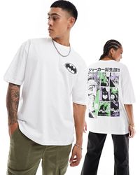 ASOS - T-shirt oversize unisex bianca con stampa del fumetto di batman su licenza - Lyst