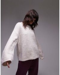 TOPSHOP - Maglione Oversize Girocollo Squadrato Soffice Avena - Lyst