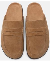 Stradivarius - Backless Leather Loafer Clogs - Lyst