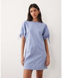 ASOS - Crew Neck Mini Dress With Tie Sleeve Detailing - Lyst
