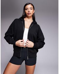 4505 - Sudadera Negro Lavado Extragrande Con Capucha Y Cremallera De Tejido Grueso De Algodón De 440 G/M² Icon Rest Day De - Lyst