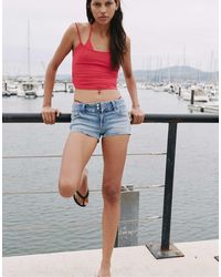 Pull&Bear - Mini-short en jean à double boutonnage - pâle - Lyst