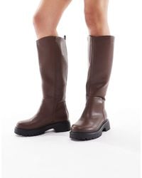 London Rebel - – olivia – klobige, kniehohe stiefel - Lyst
