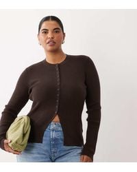 ASOS - Asos Design Curve Fitted Rib Knit Longline Cardigan - Lyst