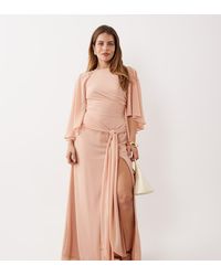 TFNC London - Bridesmaids Cape Chiffon Maxi Dress With Tie Front - Lyst