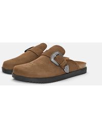 Pull&Bear - Sabots en cuir à boucles - marron - Lyst