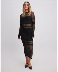NA-KD - Knitted Panelled Midi Dress - Lyst