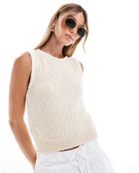 Mango - Knitted Sleeveless Cropped Top - Lyst