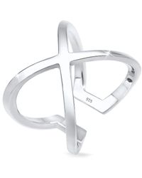 Elli Jewelry - Basic Blogger Statement Ring Van 925 Sterling Met Gekruist Model - Lyst