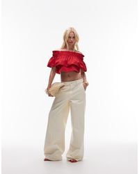 Mango - Featuring Kaia Gerber Premium Cotton Shir Detail Bandeau Top - Lyst