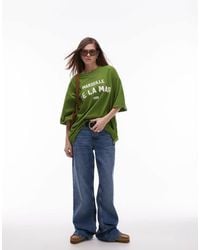TOPSHOP - Oversized T-Shirt Met Grafische De La Mar-Print - Lyst