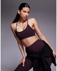 4505 - Micro Rib Light Support Strappy Sports Bra With Removeable Padding - Lyst