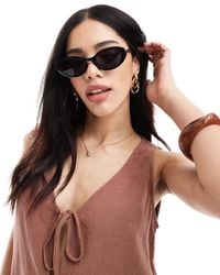 Pieces - Oval Framed Sunglasses With Tint Lense - Lyst