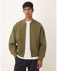 ASOS - Bomber ma-1 ultra oversize en jersey épais imitation néoprène - kaki - Lyst