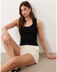 Mango - Scoop Neck Ribbed Knitted Sleeveless Top - Lyst