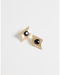 ASOS - Earrings With Abstract Black Stone-set - Lyst