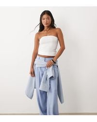 ASOS - Asos Design Petite Wide Leg Trousers With Pleat Detail - Lyst