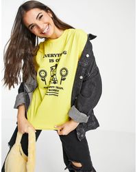 Daisy Street Camiseta holgada con estampado happy train - Amarillo