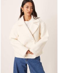 Pimkie - Wool Look Double Breasted Collared Cropped Jacket - Lyst