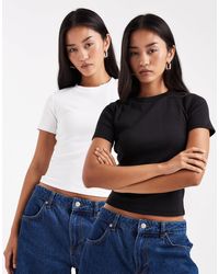 Miss Selfridge - – 2er-pack knapp geschnittene t-shirts - Lyst
