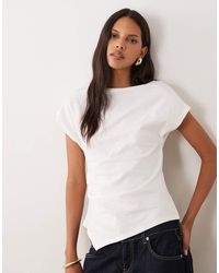 Mango - High Neck Ruched Waist T-Shirt - Lyst