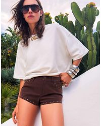 Bershka - Short en imitation daim à clous - Lyst