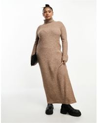 ASOS - Asos Design Curve Knitted Maxi Dress With High Neck And Side Split - Lyst