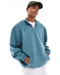 ASOS - Oversized Half Zip Scuba Sweatshirt - Lyst