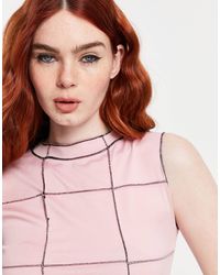 Another Reason High Neck Top With Overlocking - Pink