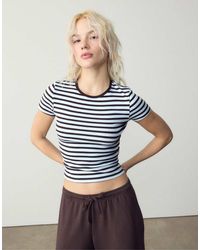 Stradivarius - Basic Slim Fit Striped T-shirt - Lyst
