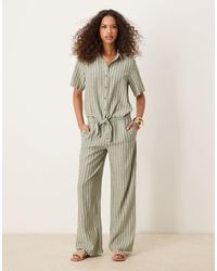 Jdy - Pantalones Verde Salvia A Rayas De Pernera Ancha De (Parte De Un Conjunto) - Lyst