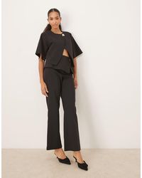 ASOS - Tailored Fold Over Gold Button Straight Leg Pants - Lyst