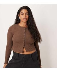 ASOS - Asos Design Curve Textured Button Through Long Sleeve Top - Lyst