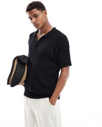 New Look - Short Sleeve Ribbed Revere Knit - Lyst