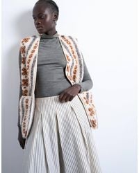 TOPSHOP - – mehrfarbige weste aus teddyfell mit abstraktem print - Lyst