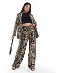 River Island - Leopard Print Wide Leg Trouser Co-Ord - Lyst