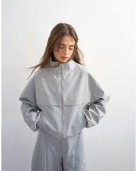 TOPSHOP - Giacca Chiaro Con Collo A Imbuto - Lyst