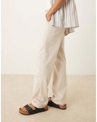 ASOS - Nette Broek Van Linnenmix Met Hoge Taille En Rechte Pijpen - Lyst