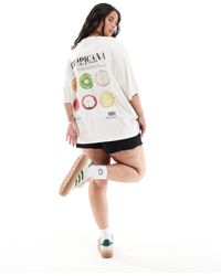 ASOS - Asos design curve - t-shirt coupe boyfriend à imprimé tropicana au dos - crème - Lyst